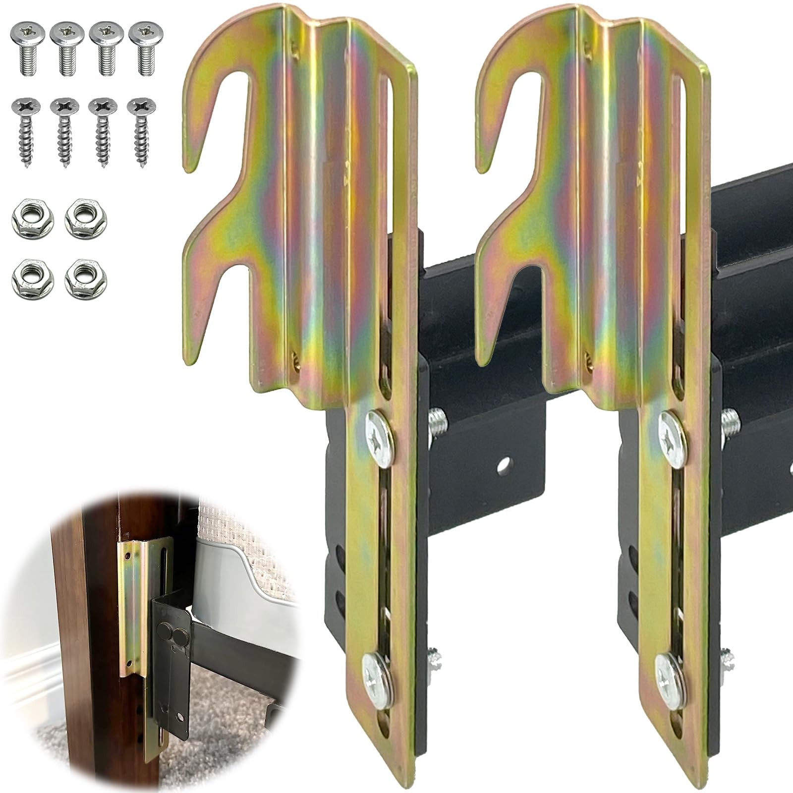 2PCS #711 Bolt-On to Bed Frame Conversion Brackets with Hardware Hook Plate,H…