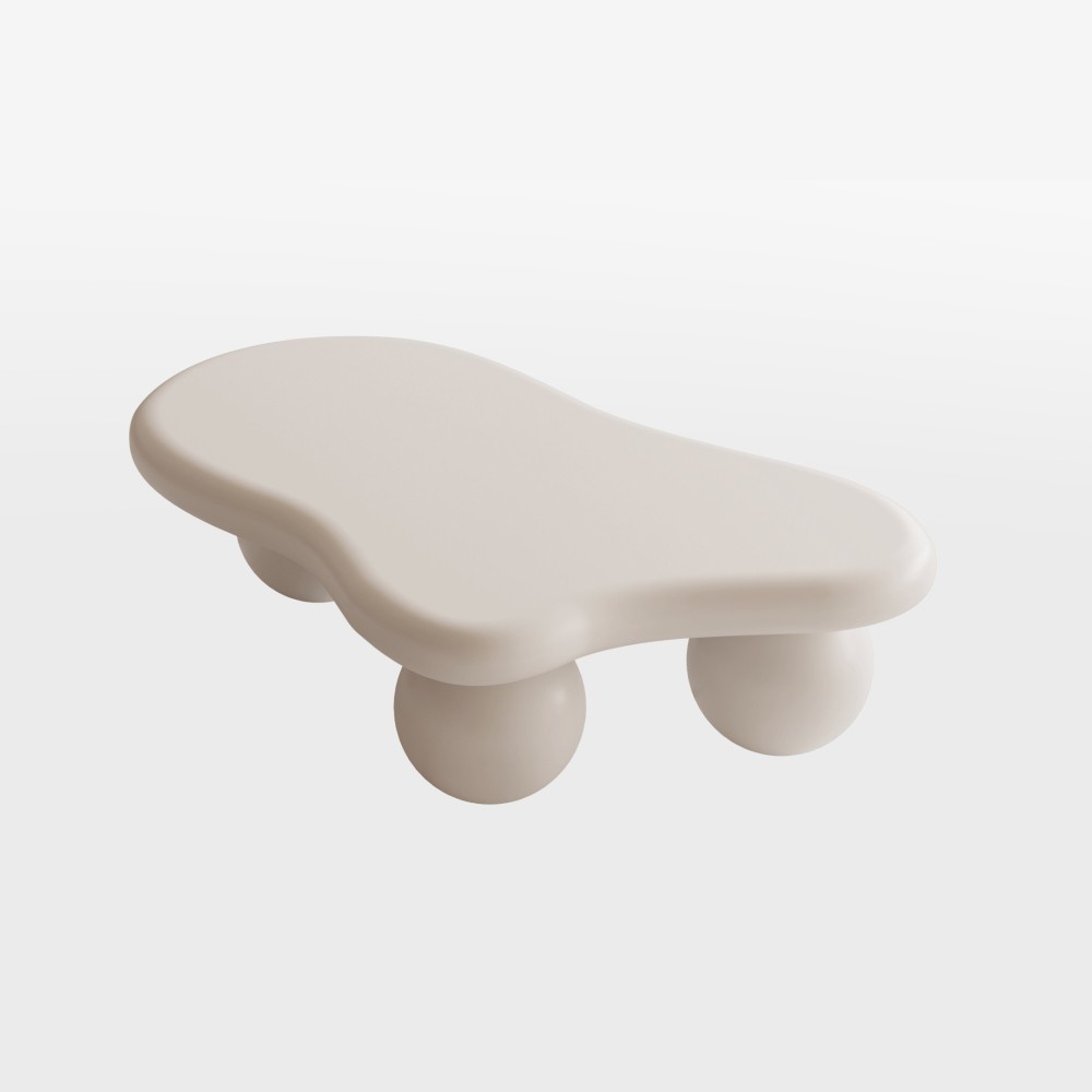 35″ Cloud Coffee Table Cream White Modern Minimalist Kid Pet Safe Small Spaces