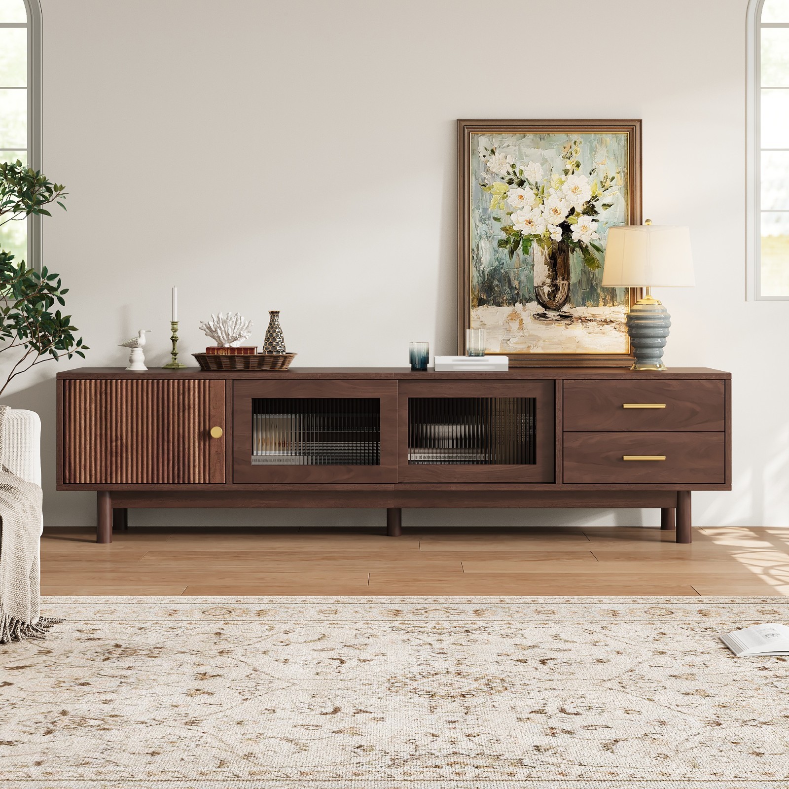 70 inch Mid Century Modern TV Stand for TVs up to 80 Inch, Media Console Table