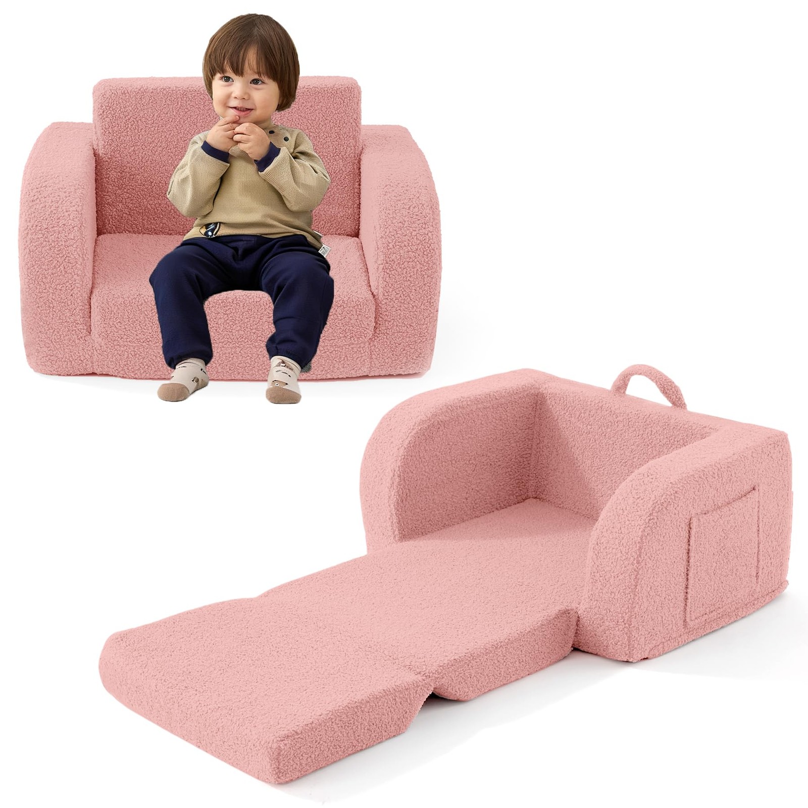 MuaMelop Toddler Couch, 2-in-1 Toddler Chairs Comfy 1-3 Years Old, Toddler Chair