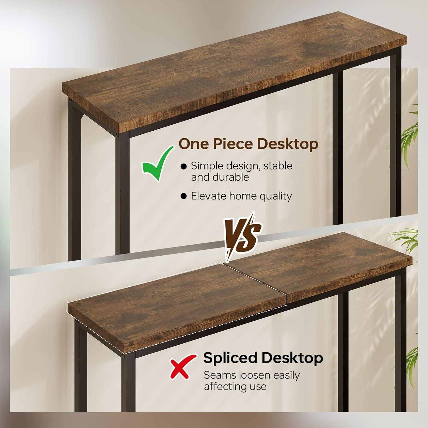 Narrow Entryway Console Table & Sofa Side Table – Industrial Hallway Table for S