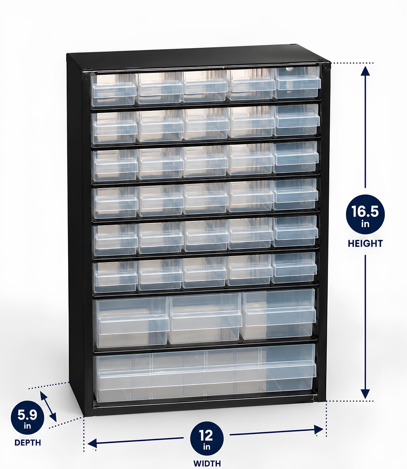 Steel Storage Cabinet 34-Drawer Clear Polypropylene Plastic – Tool Organizer