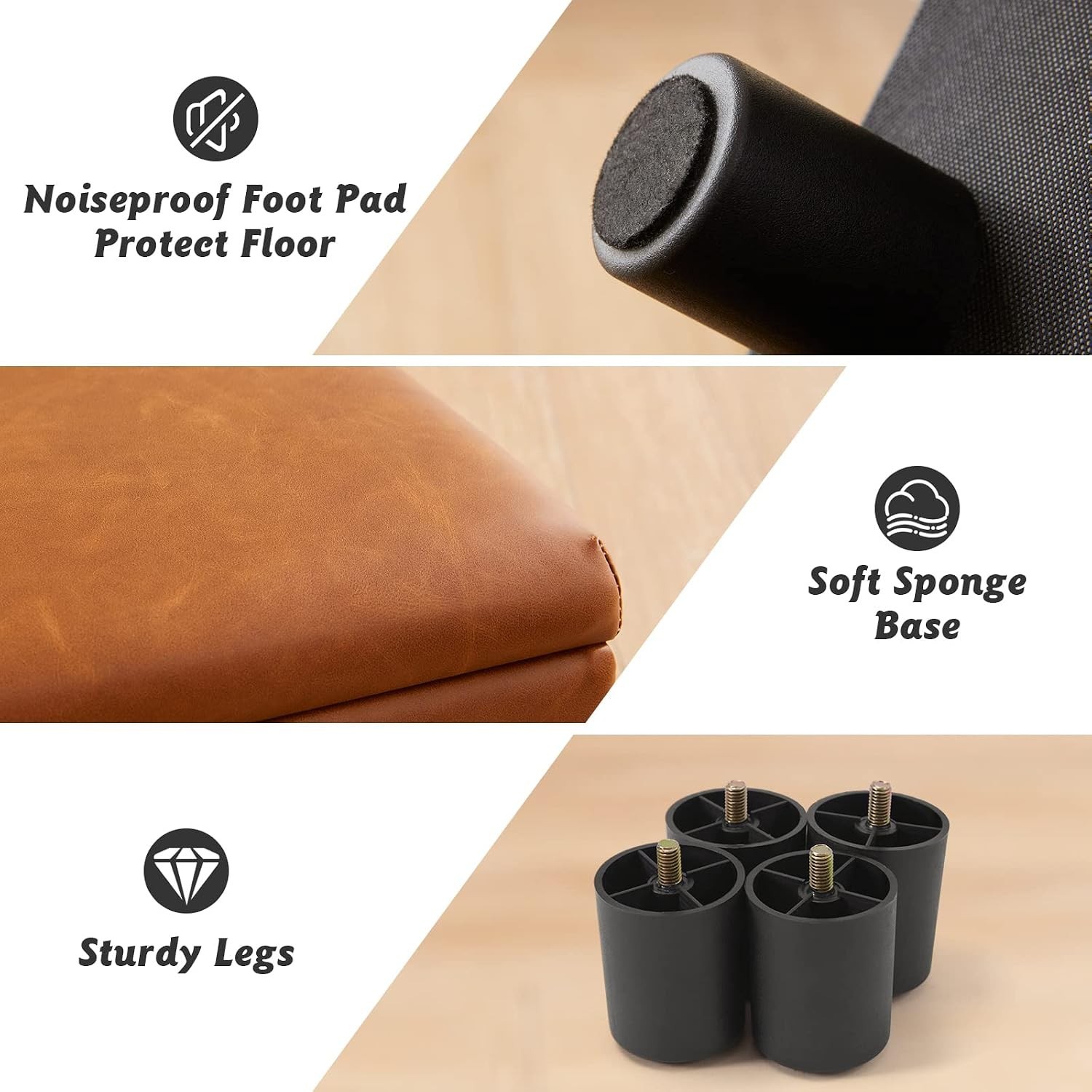 Versatile Small Faux Leather Footstool with Non-Slip Design and 300 lbs Capacity