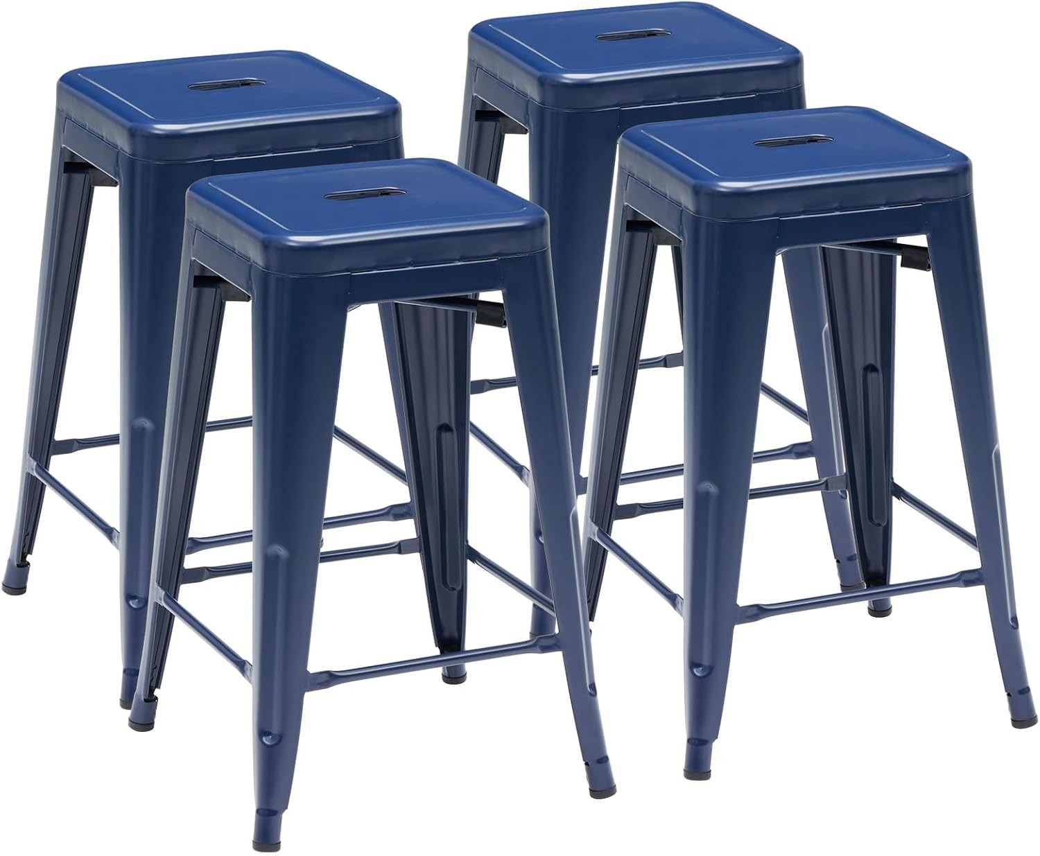 24 Inches Metal Bar Stool Set of 4 Backless Counter Height Bar Stool for Kitchen