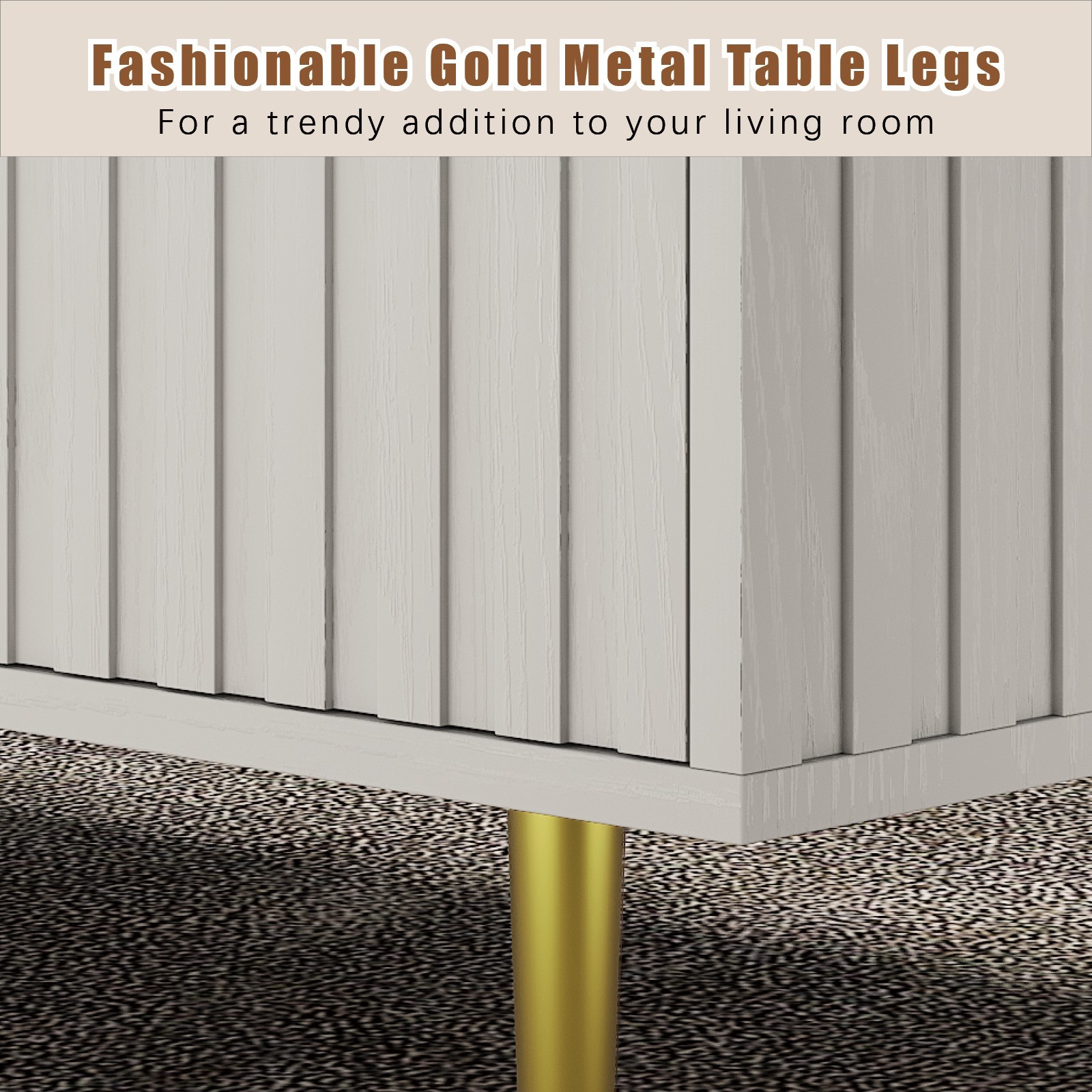 Rectangle Coffee Table for Living Room Wooden Fluted Table Accent Tea Table