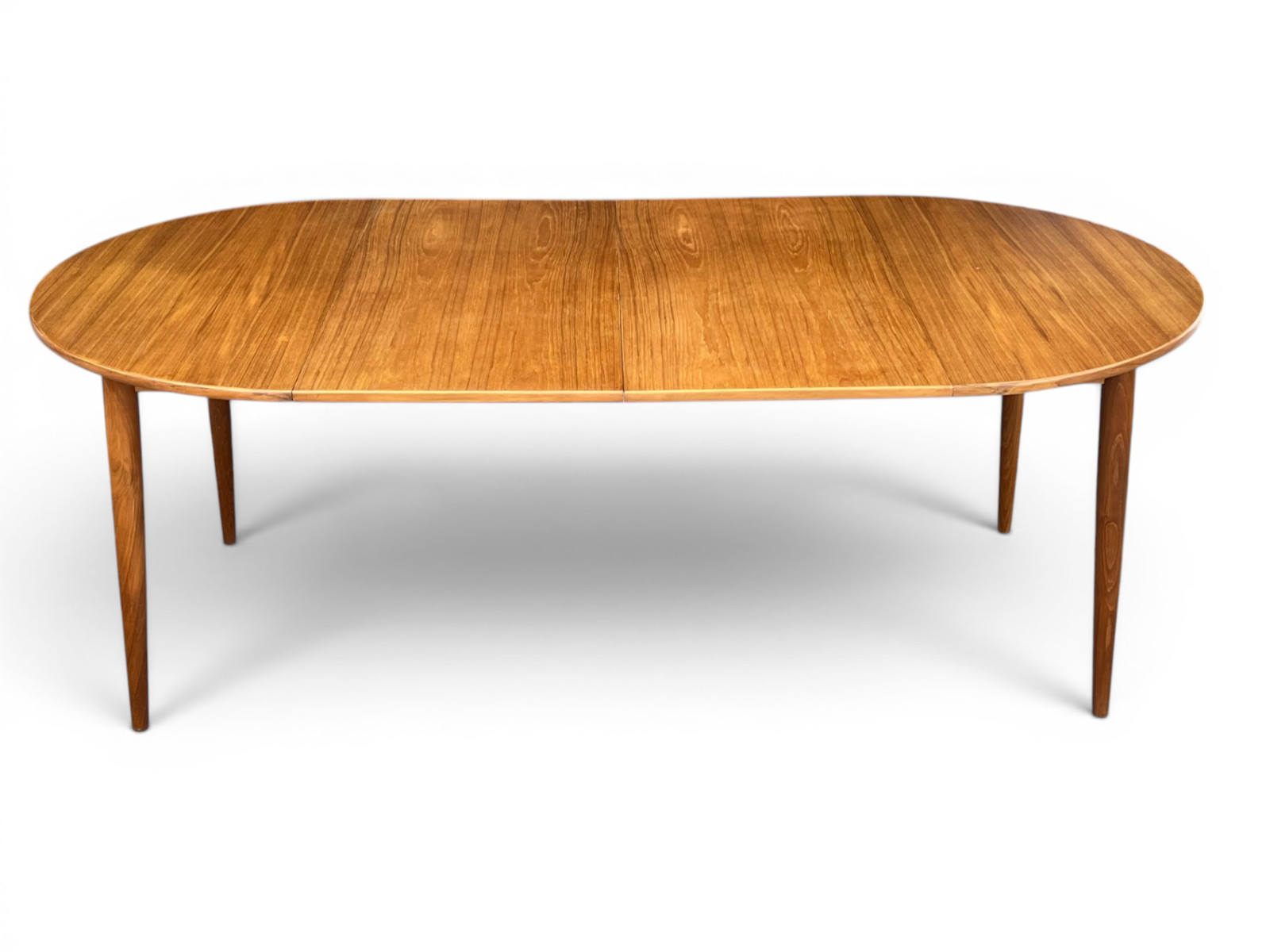 Danish Modern Teak Extendable Dining Table Round Oval 2 Leaves Restored