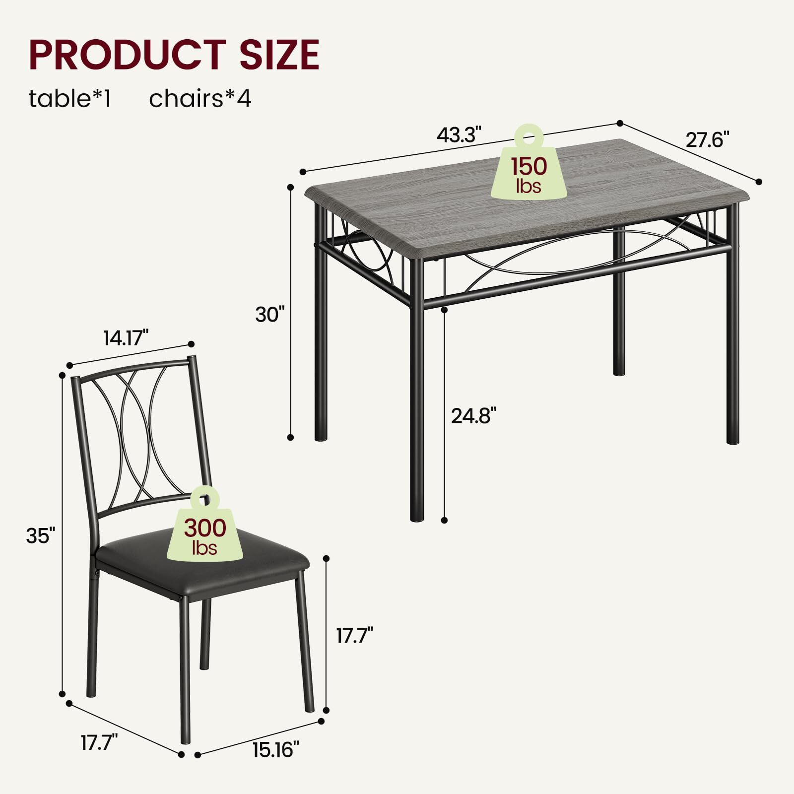 🔥Kitchen Dining Room Table Set for 4 with Chairs Dining Table with Chairs