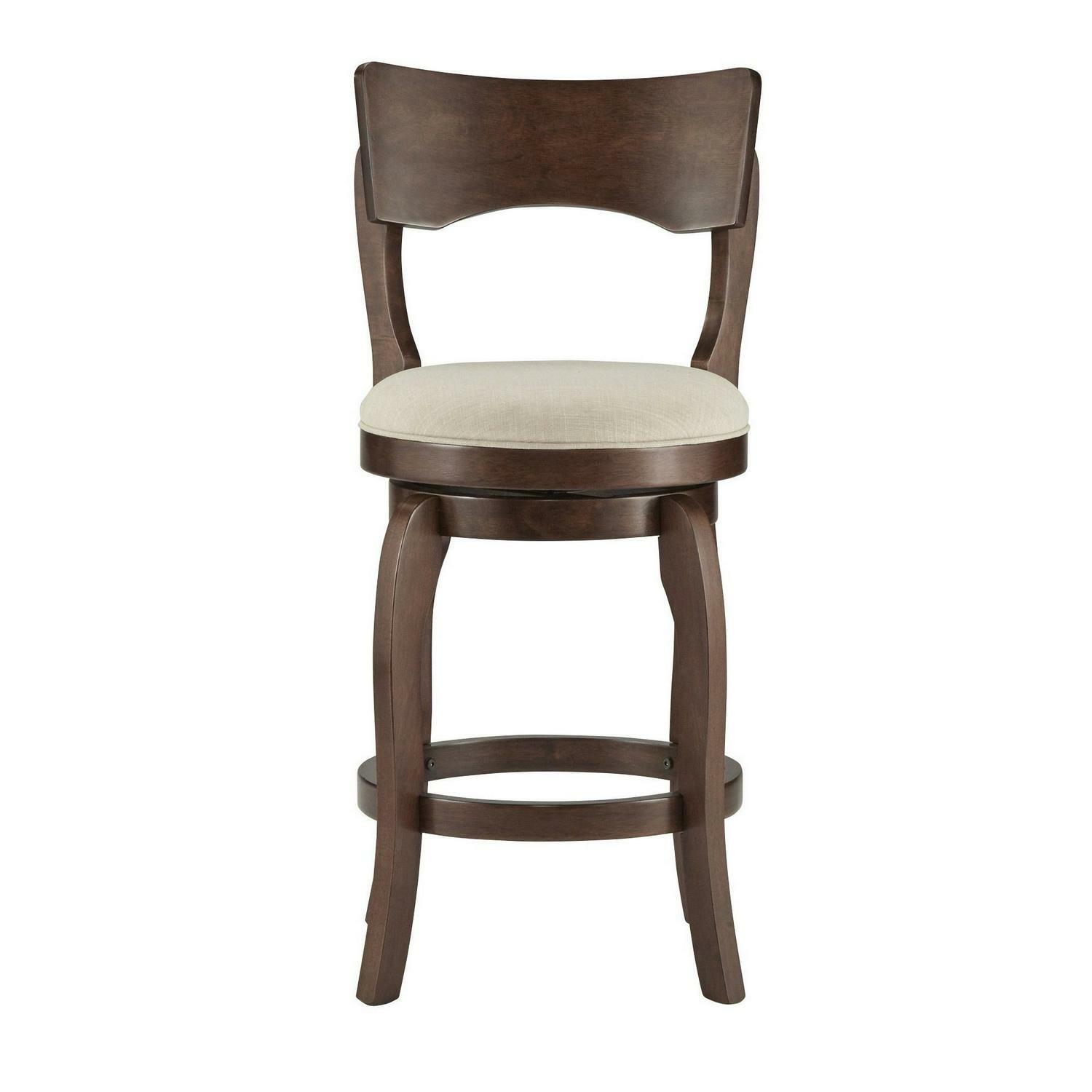 Transitional Swivel 24-inch Counter Height Stool Scroll/Curved Back Padded Seat