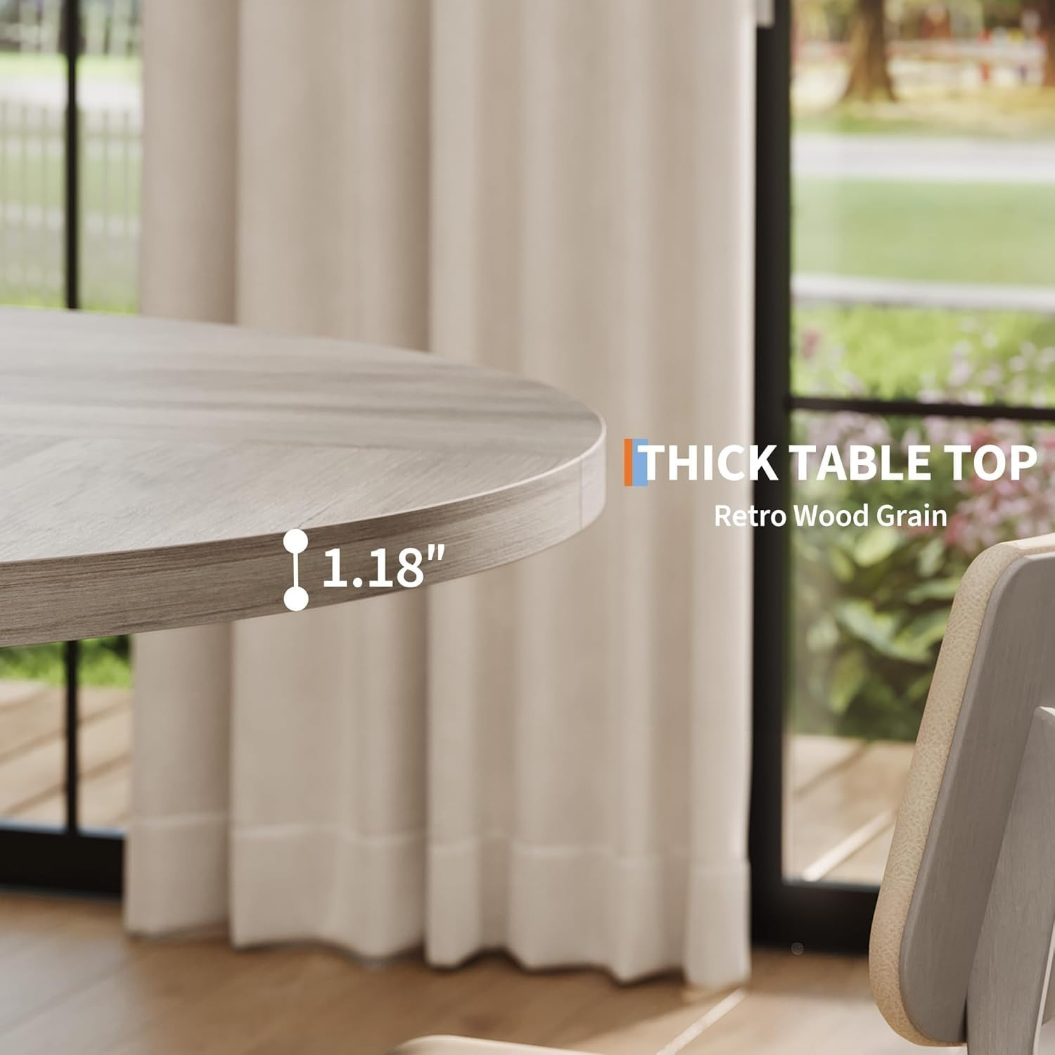 47″ Round Grey Dining Table for Kitchen & Dining Room – Table Only