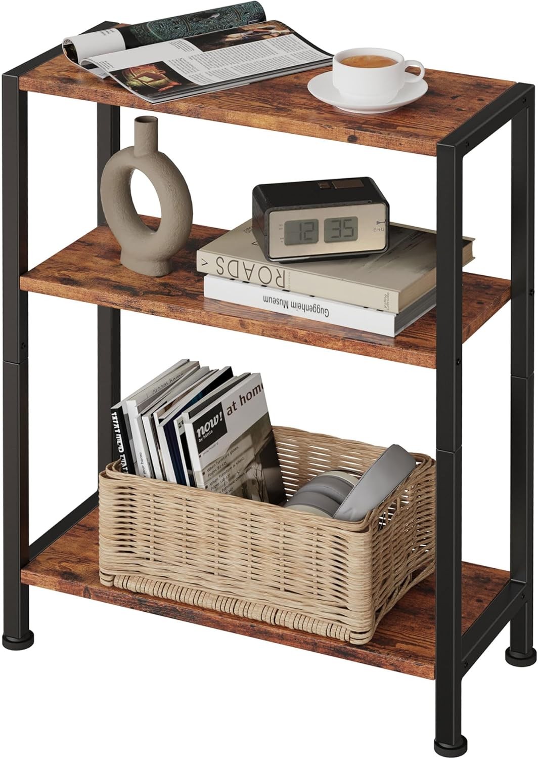 3-Tier Side Table, Small End Table, Sofa Side Table for Narrow Spaces,