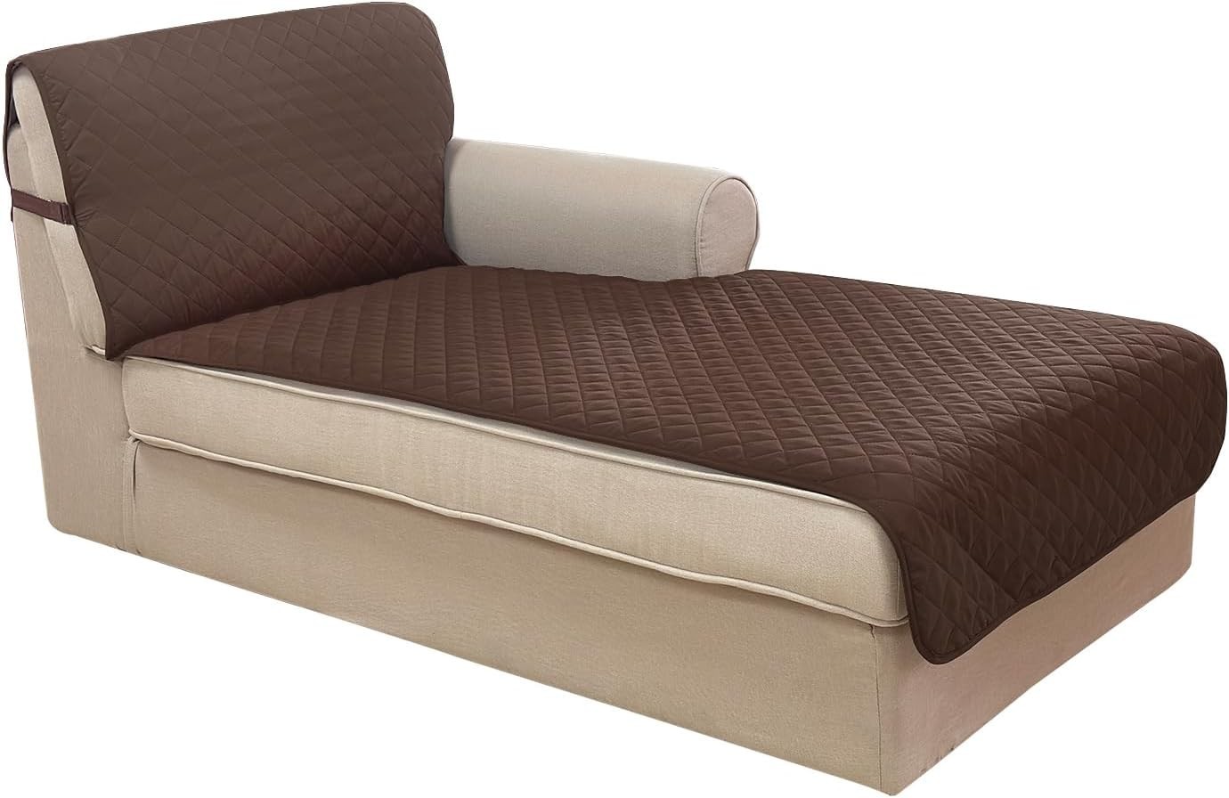 Waterproof Microfiber Sectional Couch Cover for Dogs Reversible Beige Coffee