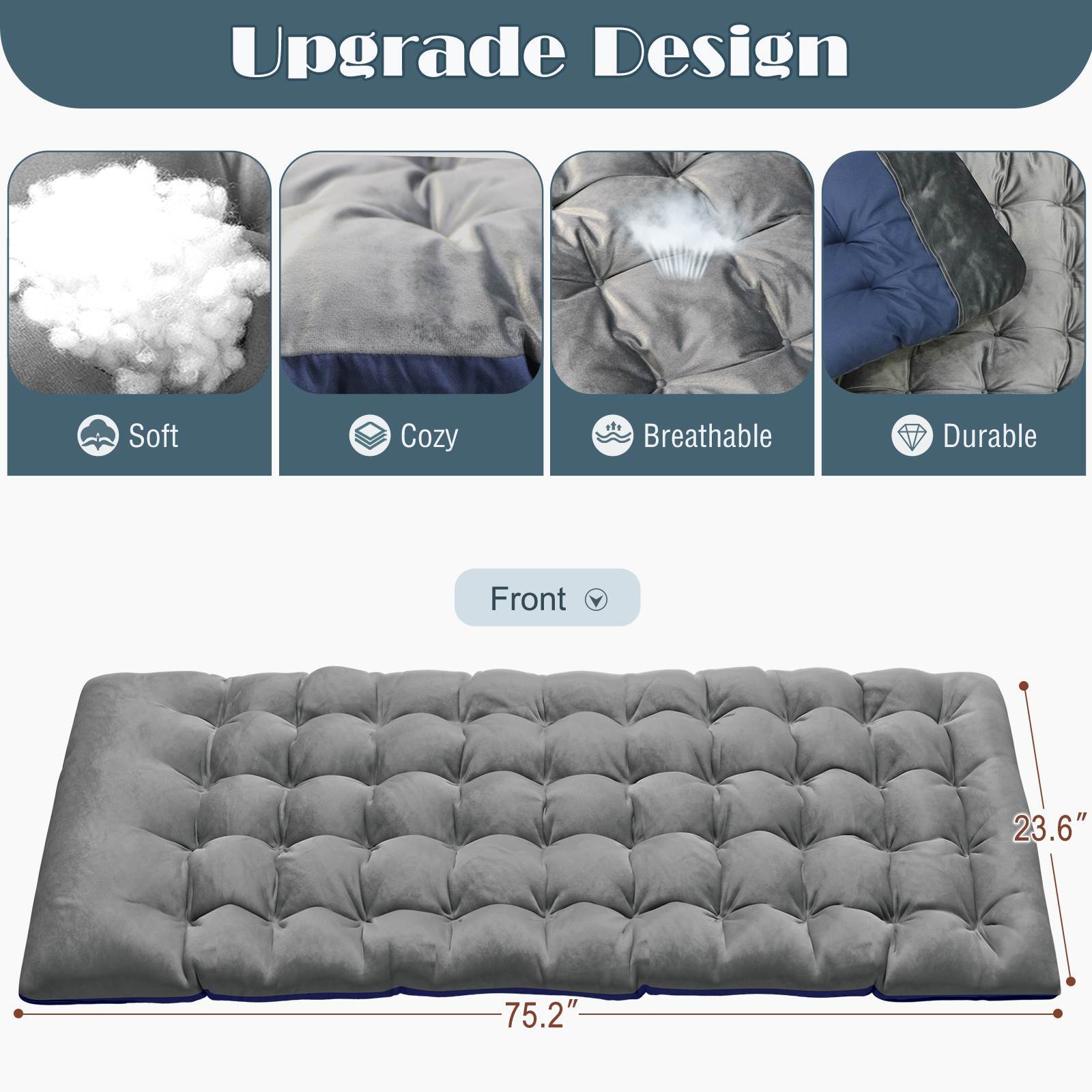Outdoor Camping Cot 4 Position Adjustable Folding Bed Removable Mattress Pillow
