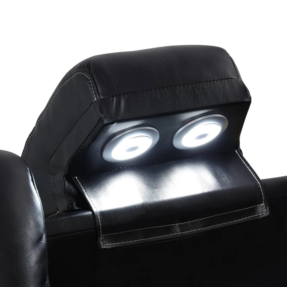 NEW LED 125″ Wide Power Recliner Sectional Black Living Room Set Wireless Charge