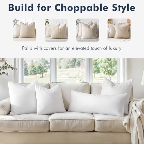 xPillow Inserts,Set of Down Feather Throw Pillows for Couch Sofa 22×22 Inch 2