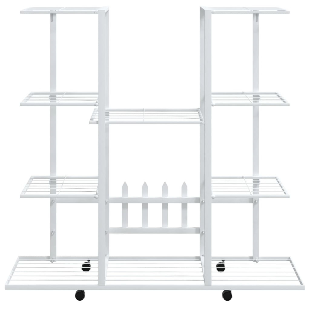 Flower Stand with Wheels 37.2″x9.6″x36″ White Iron