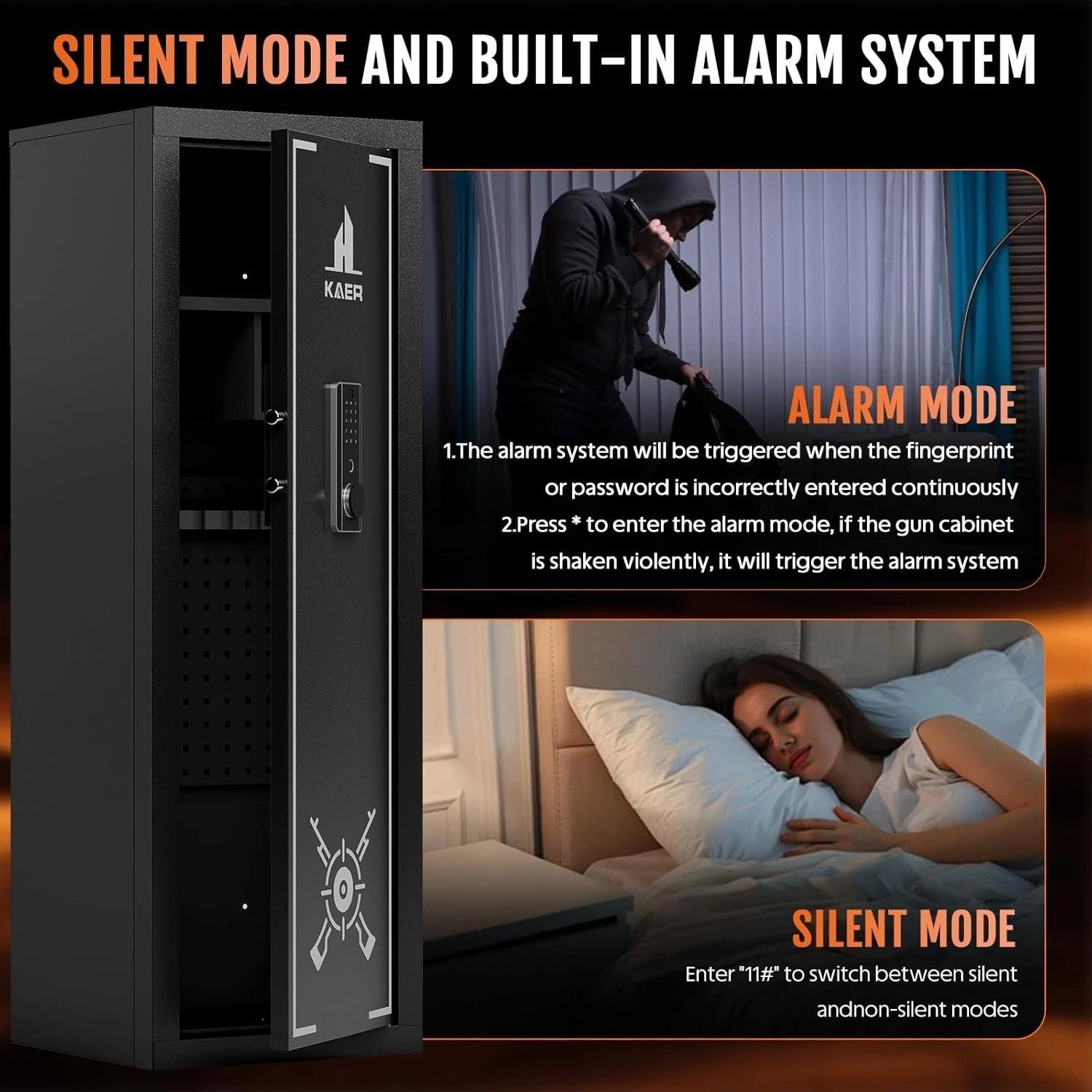 13-15 Gun Rifle Safe Biometric Anti-Theft Heavy Duty Long Gun Cabinet with Alarm