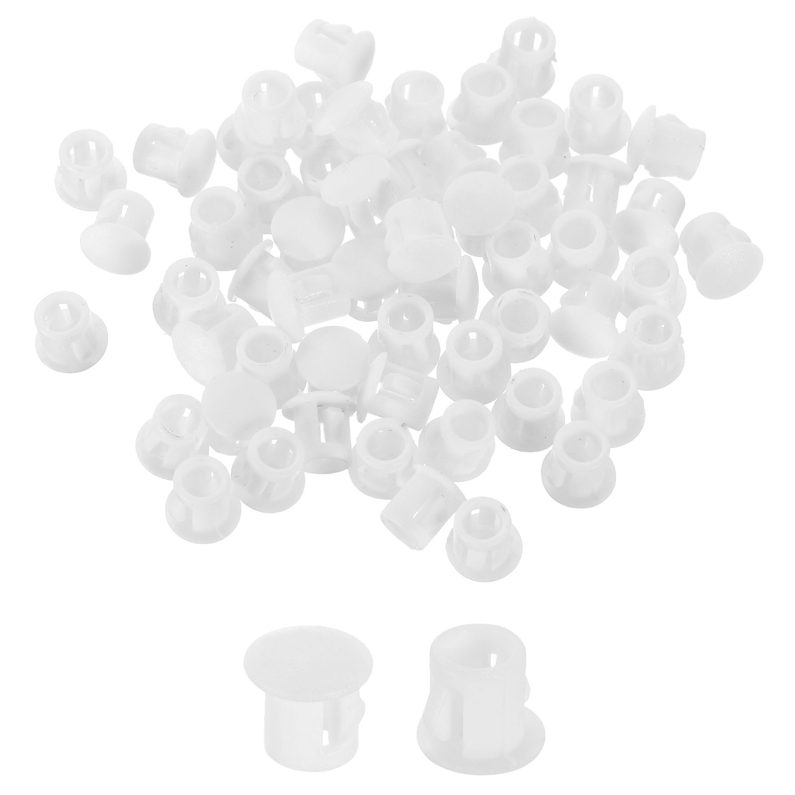 60Pcs Plastic Hole Plugs 6mm(1/4″) Round Flush Type Panel Plugs White