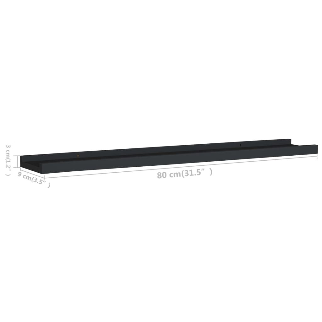 Picture Frame Ledge Shelves 2 pcs Black 31.5″x3.5″x1.2″ MDF