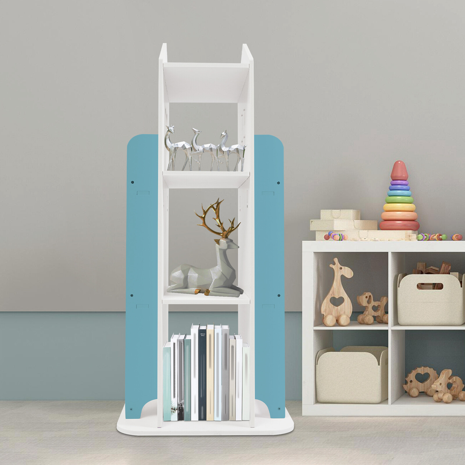 Kids Bookshelf, Rotating Book Organizer, 360° Rotating Children’s Bookshelf