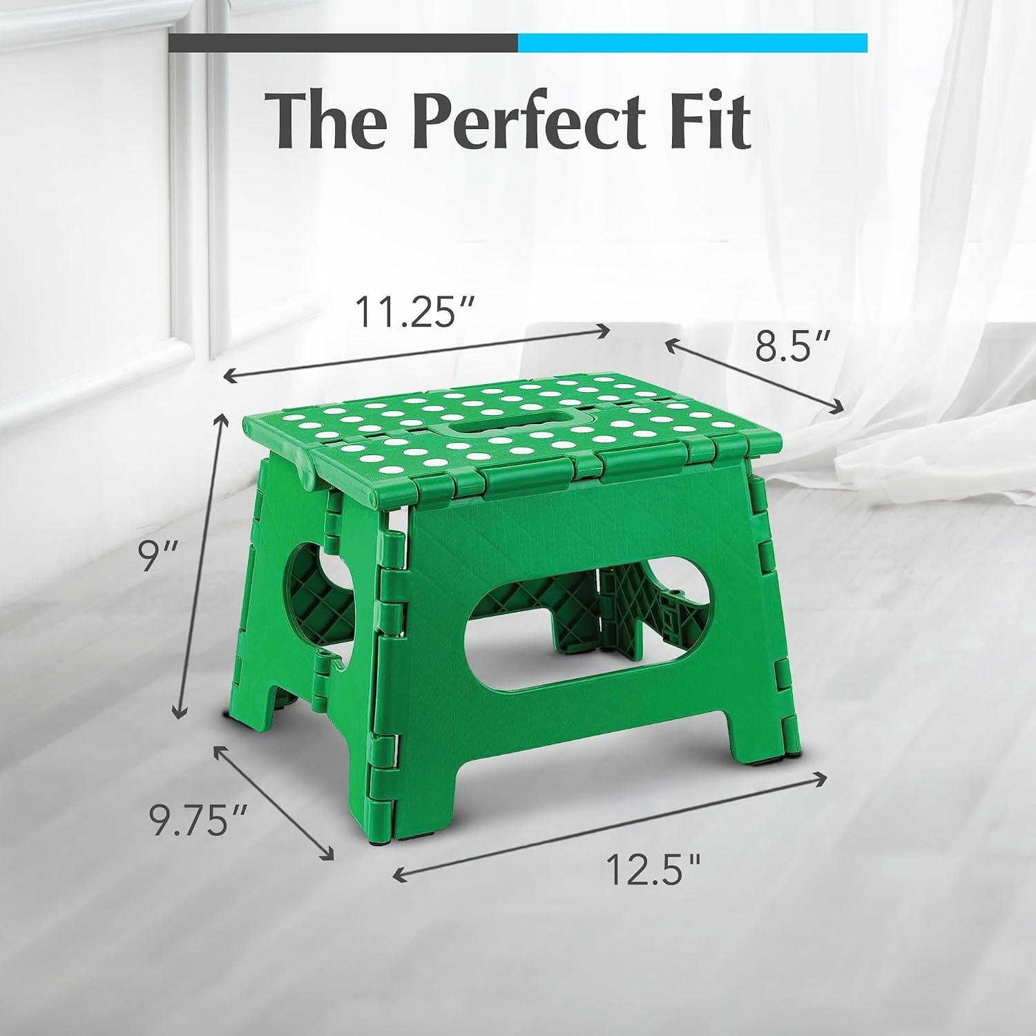 Lightweight Folding Step Stool – 9 Inch Green, 300 lb Capacity, Non-Slip Design