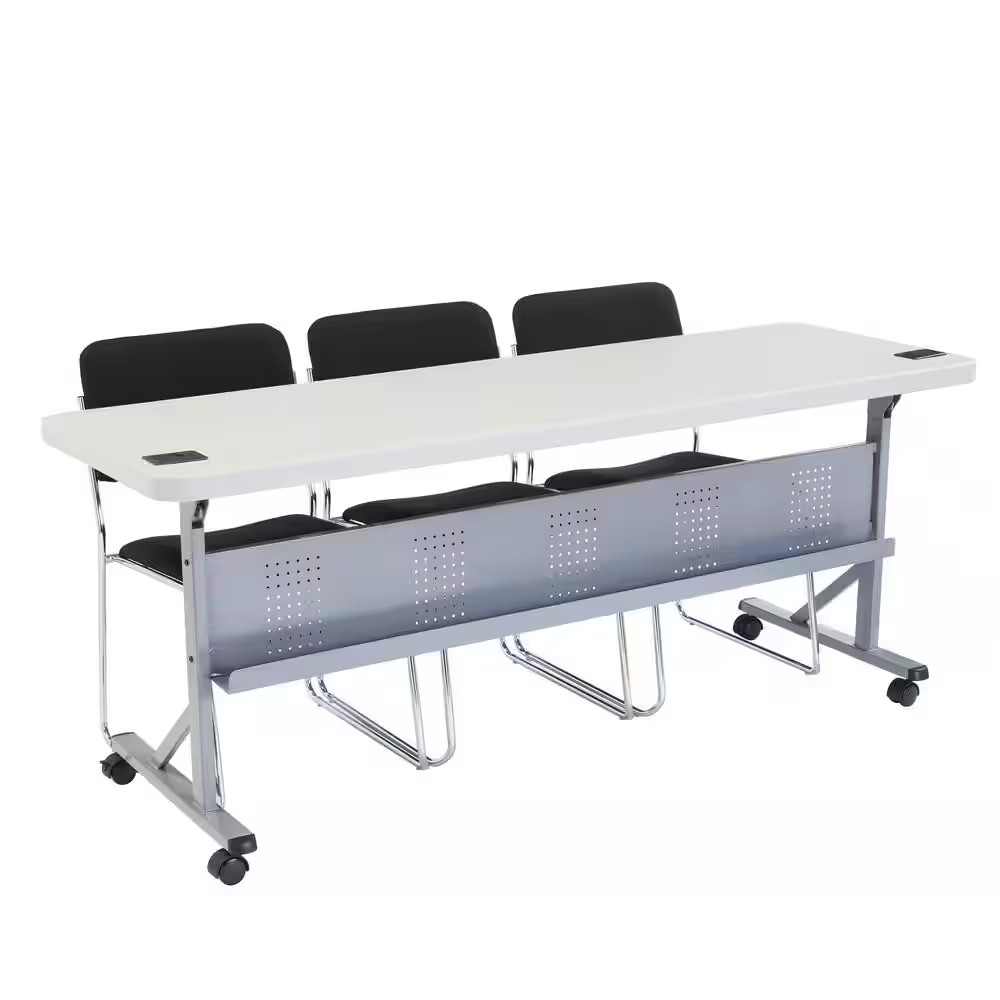 72 In. Grey Plastic Smooth Surface Folding Flip-N-Store Training Table