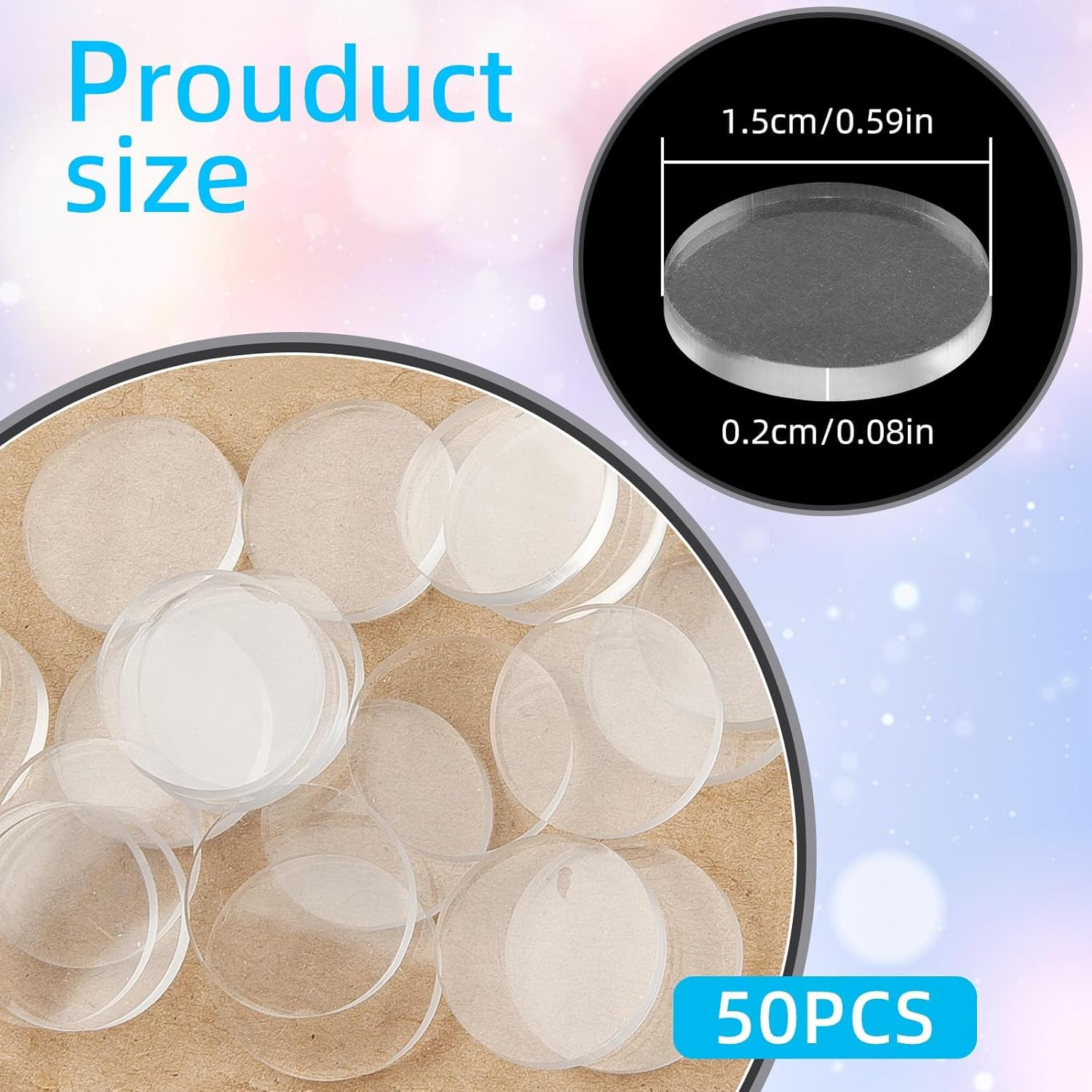 Glass Table Top anti Slip Pads, 50 Pcs Glass Table Top Bumpers, Clear Rubber