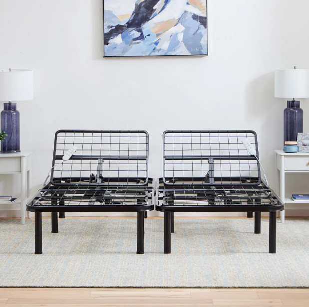 Basic Split King Size Electric Steel Adjustable Bed Base Frame With 2 Remotes