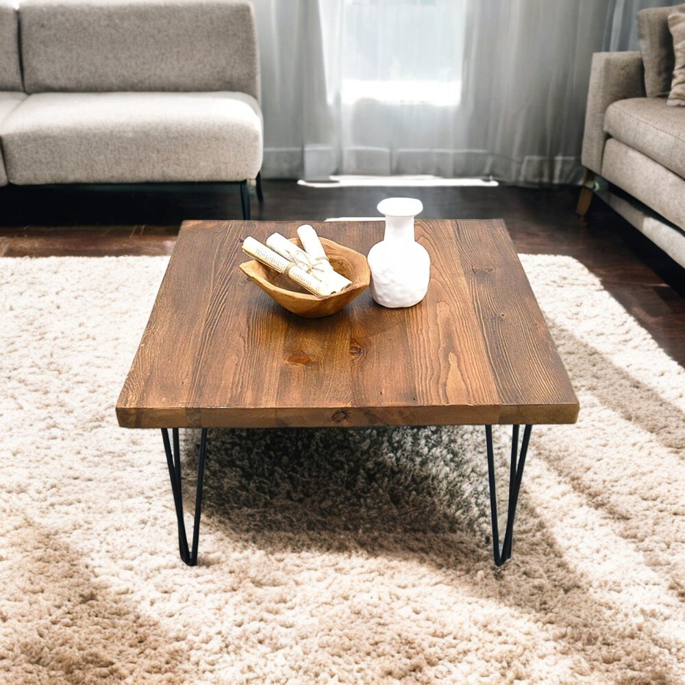 Rustic Square Old Pine Wooden Coffee Table Home Furniture for Living Room Decor