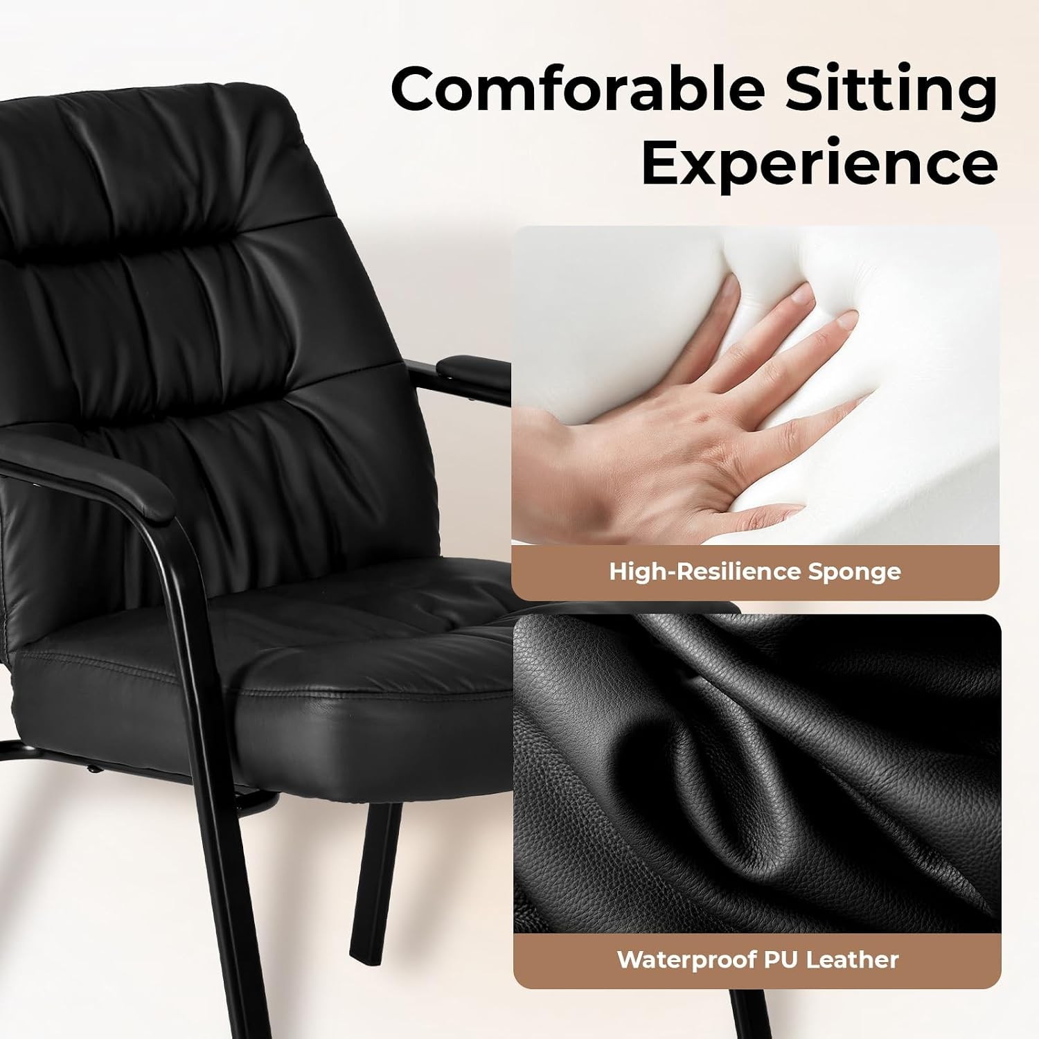 Waiting Room Chairs Guest Chair Faux Leather PU Leather Padded Armrest 500lbs