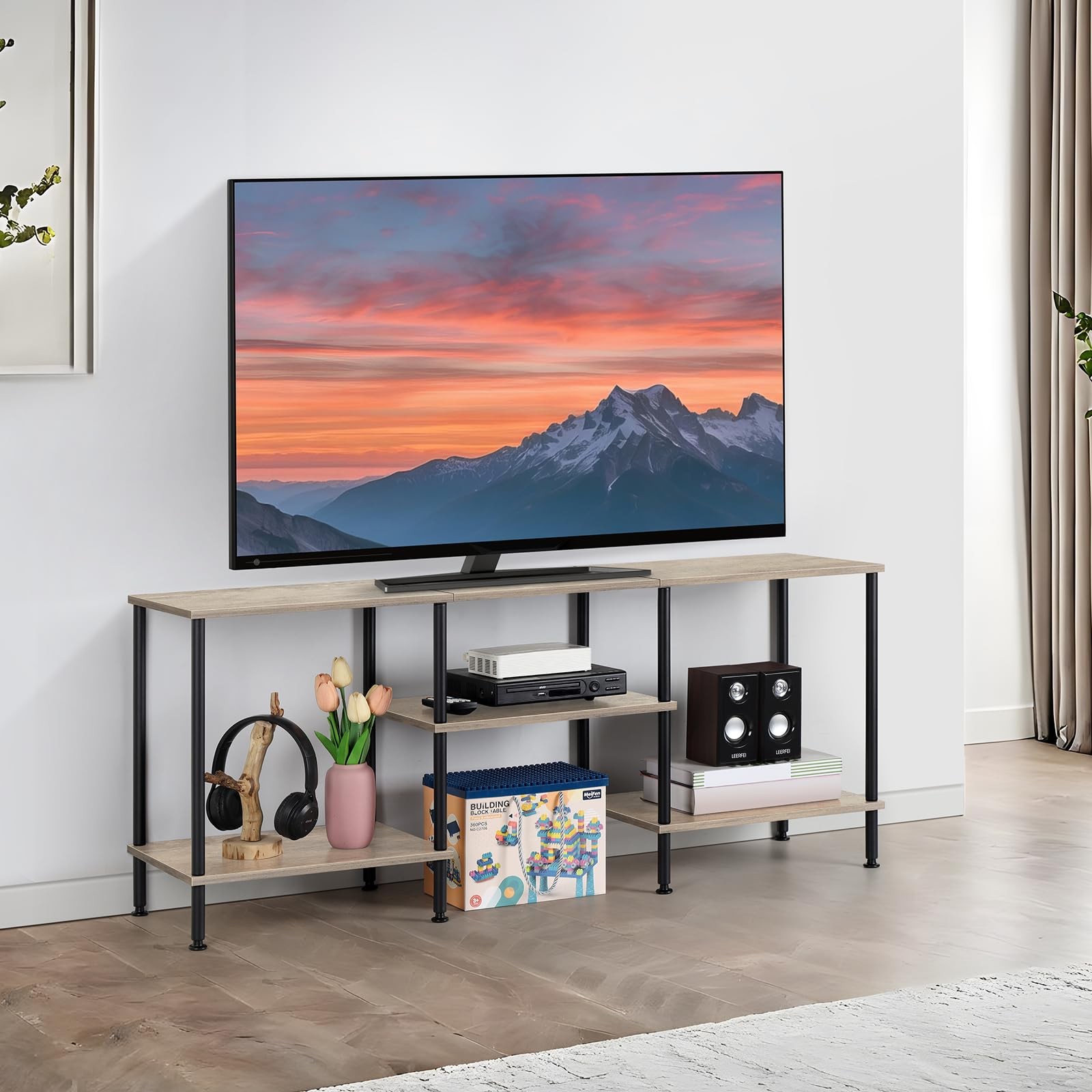 50 Inch TV Stand for Bedroom Rustic Grey Entertainment Center with Storage 3 …