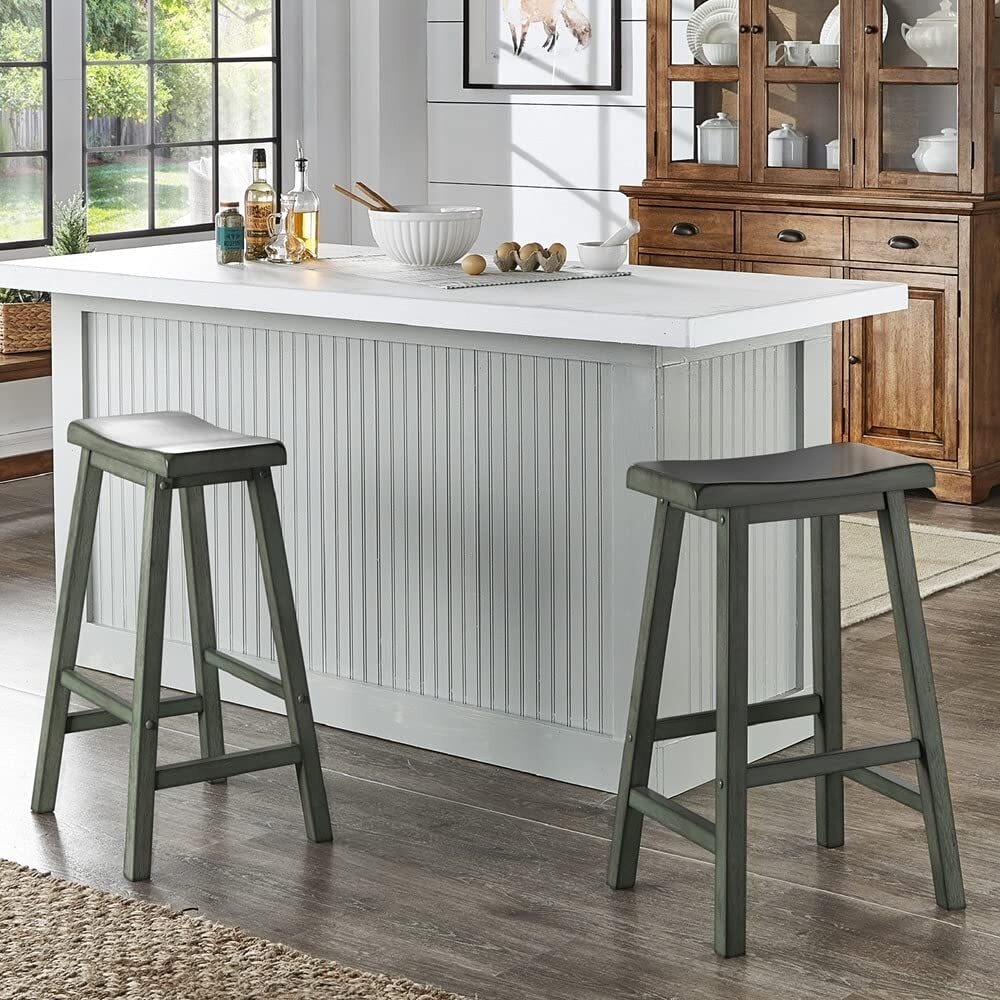 Inspire Q Salvador II Saddle Seat Backless Bar Stools (Set of 2) by Classic