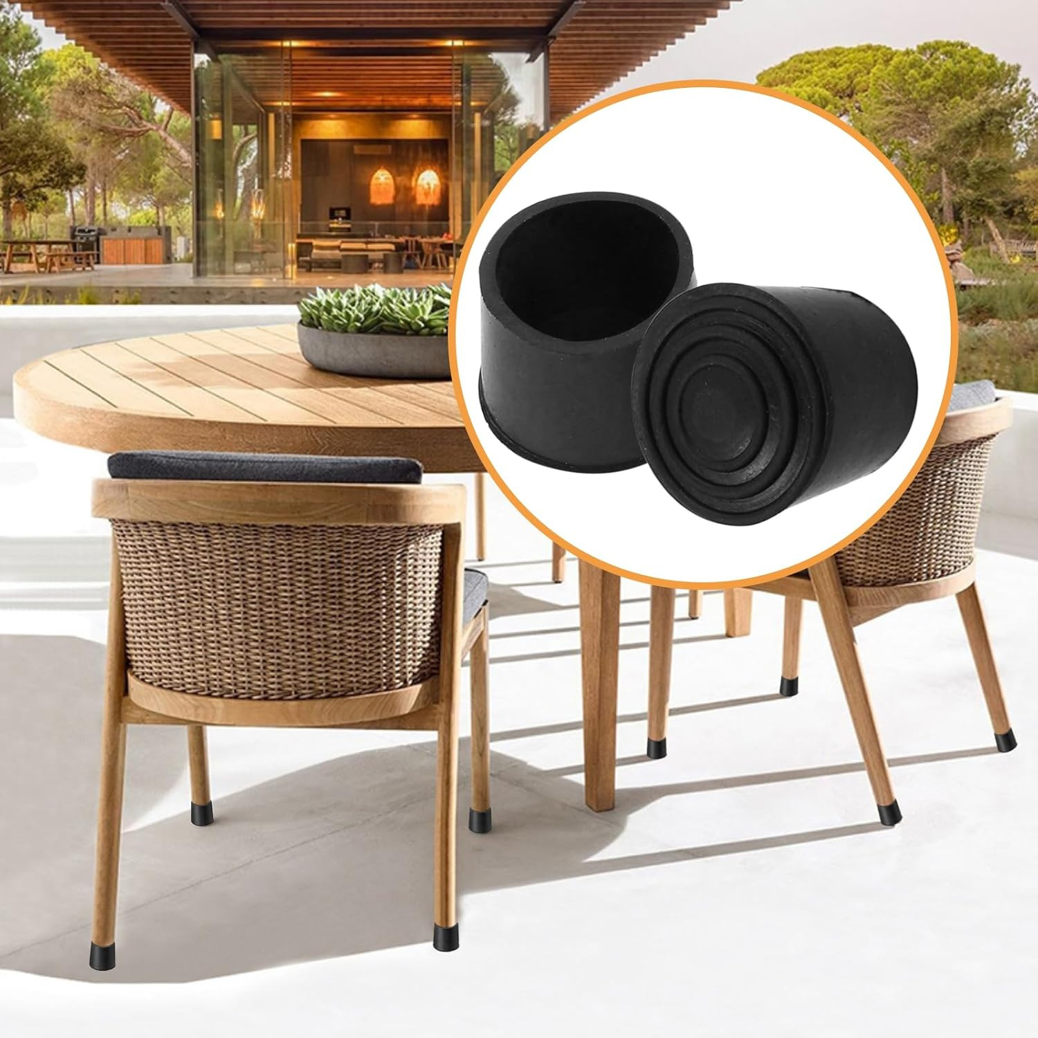 Round PVC Rubber Furniture Covers, 30mm / 1-1/8 Inches Table Chair Leg Tip Prote