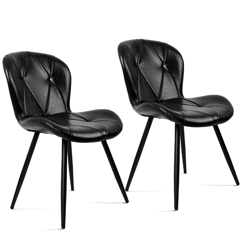 Set of 2 Vintage PU Chairs, Lightweight Metal Legs Dining Chairs for Home Use