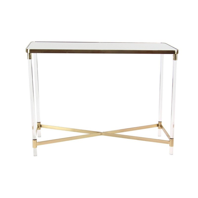Modern Acrylic Console Table Gold Rectangle Shape Iron Frame – 44 Inches