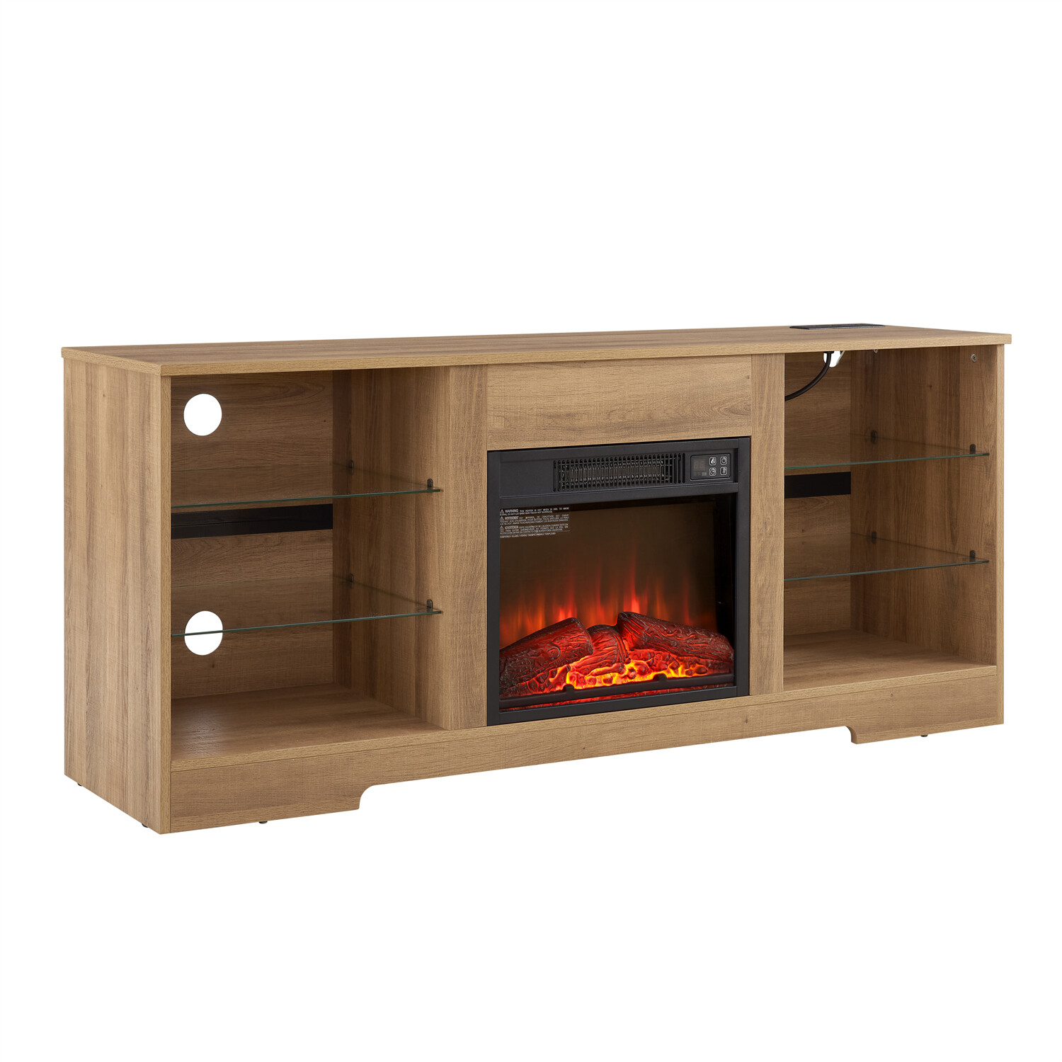 LED TV Stand Cabinets TV Media Console with 18” Fireplace for TV Up to 62in