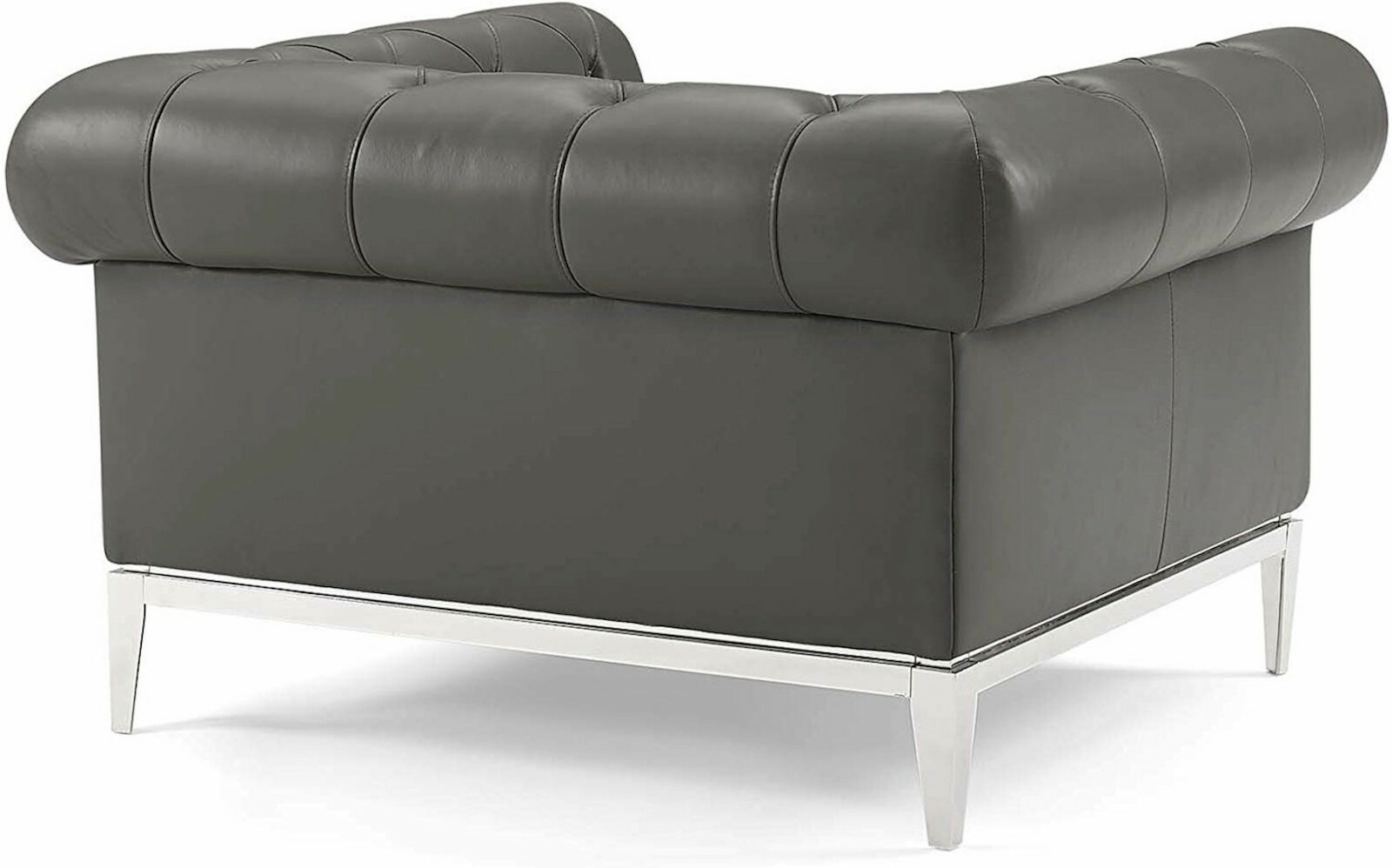 Chesterfield Chair Genuine Top Grain Soft Gray or Tan Leather Diamond Tufted