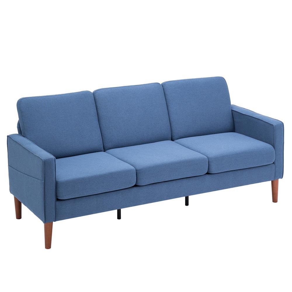 Three Seat Sofa Couch Lounge Chair Solid Wood Frame with Cushion Living Room