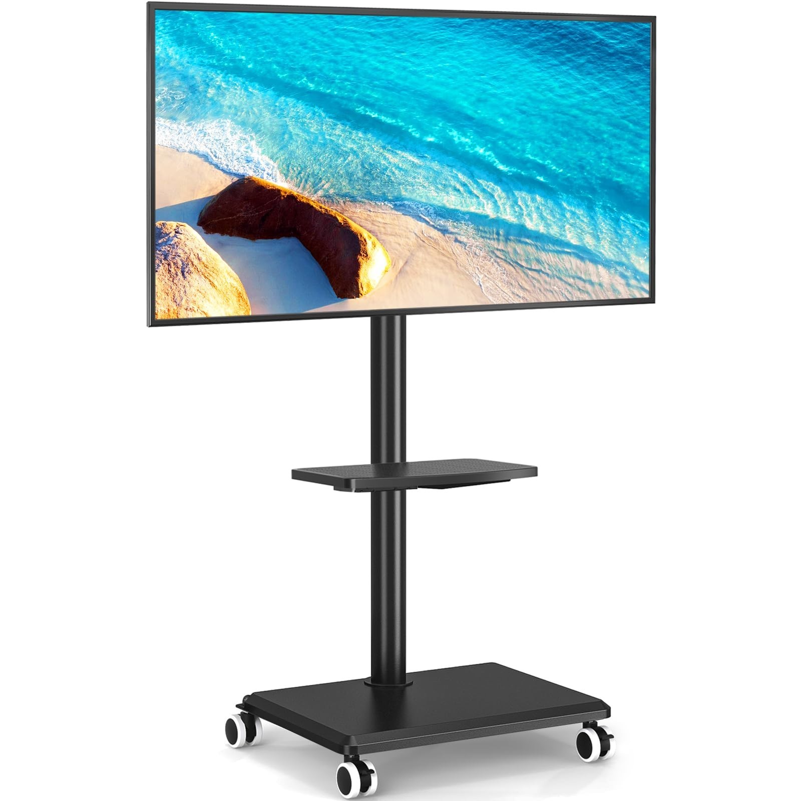 Rfiver Rolling TV Stand for 32-60 Inch TVs, 70° Swivel Mobile TV Cart