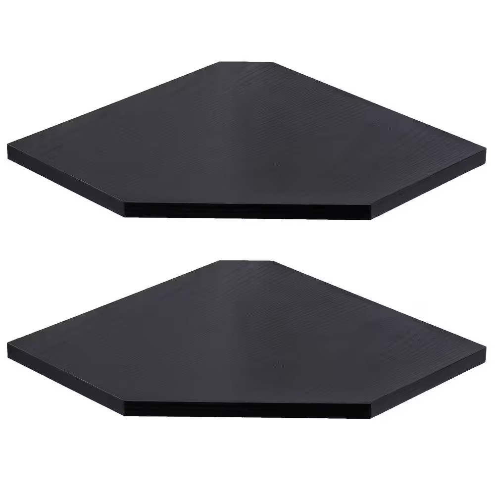12 In. W X 12 In. D X 12 In. H Black Floating Corner Shelves Set of 2 Wooden Wal