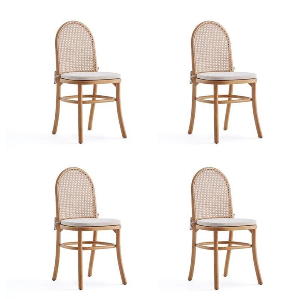 Pemberly Row 19.29″ Wood Dining Chair w/ Cushion in Natural (4 Pc)