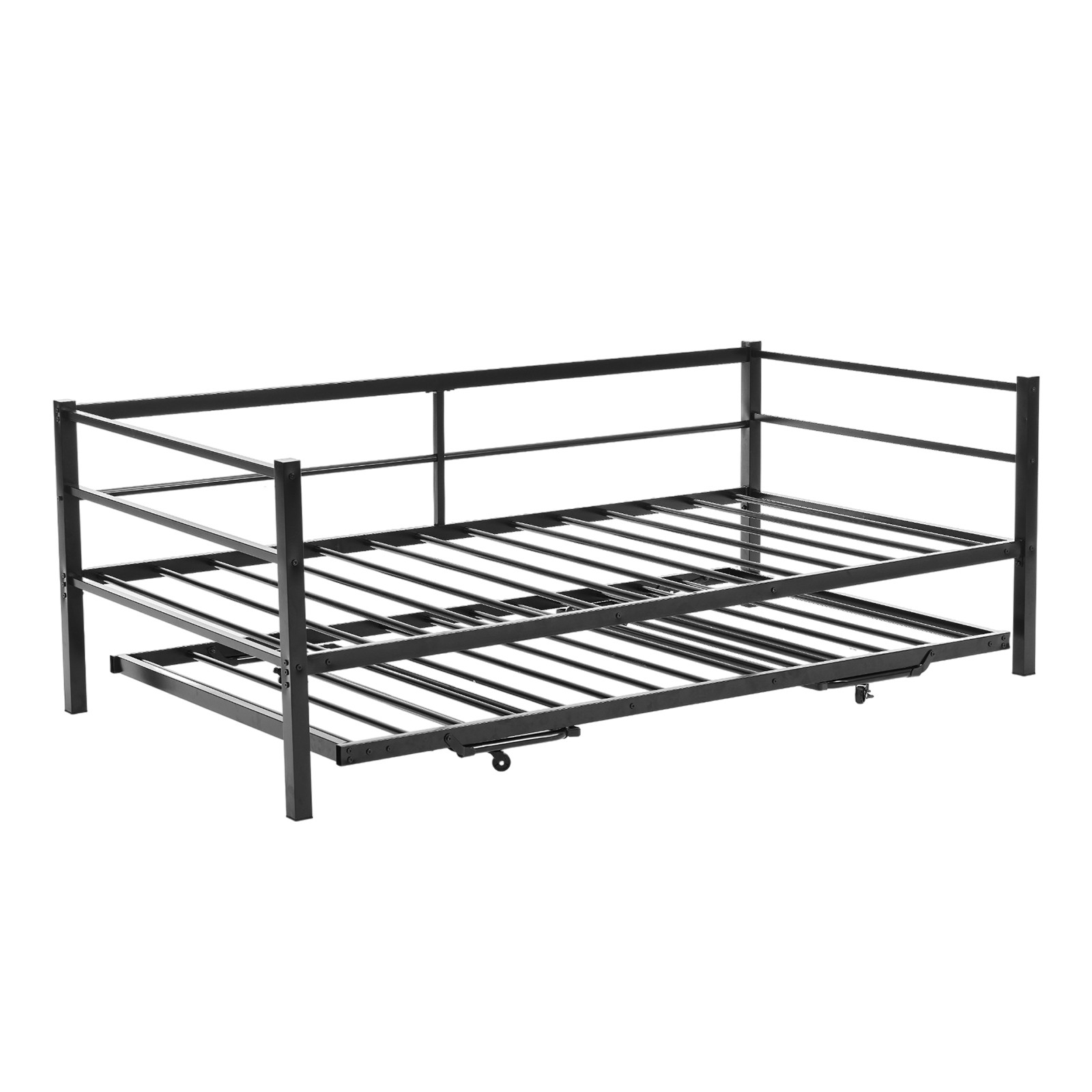 Metal Twin Bed Daybed with Trundle Bed Twin Sofa Bed Frame for Kids Teens Adults