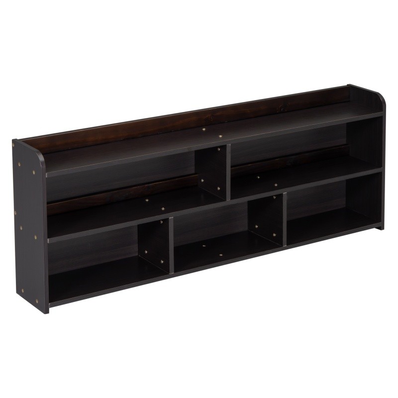 Full Size Wood Storage Bed w/Bookcase,6 Drawers & Bed End Storage Case Espresso