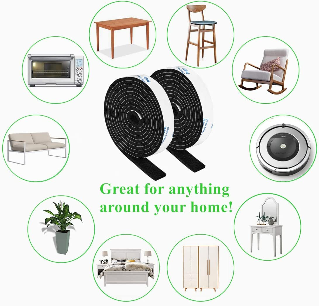 2 Pack Roll Felt Strips with Adhesive Backing: 1/2X60 Inches Black