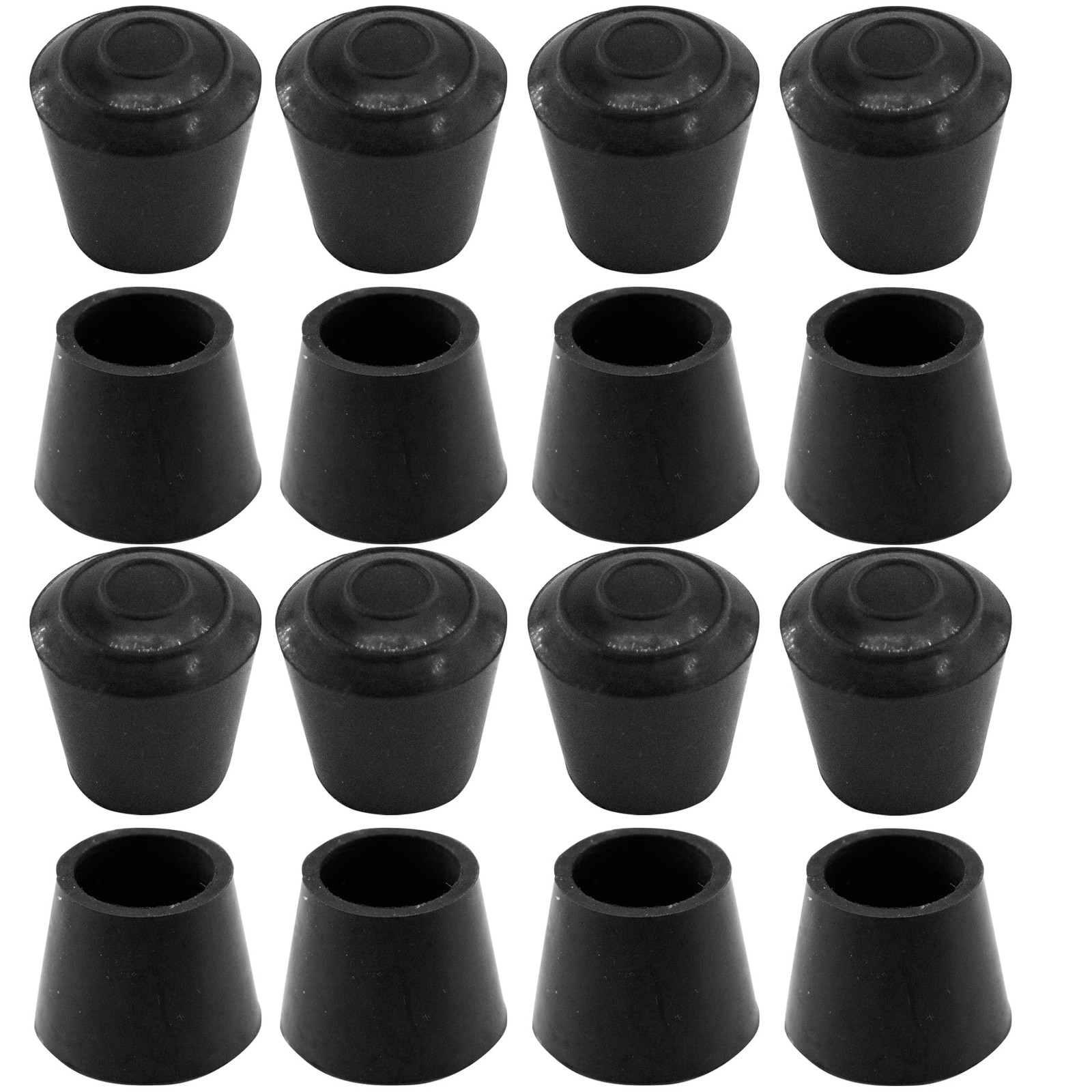 bociloy 16Pcs 7/8 Inch Round Chair Leg Caps, Flexible Rubber Inch, Black
