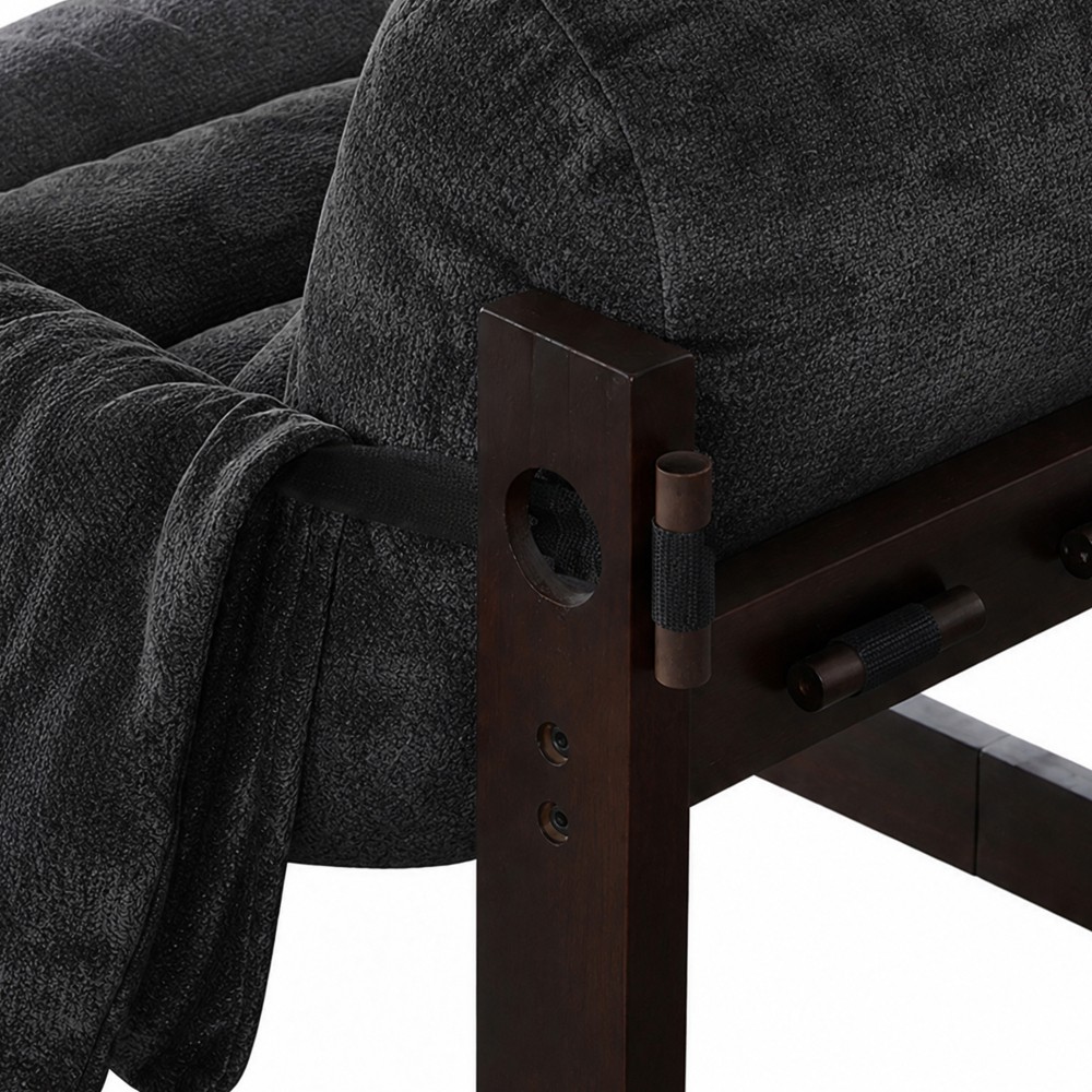32″ Chenille Lounge Chair with Rolled Arms,Upholstered Accent Armchair,Dark Gray
