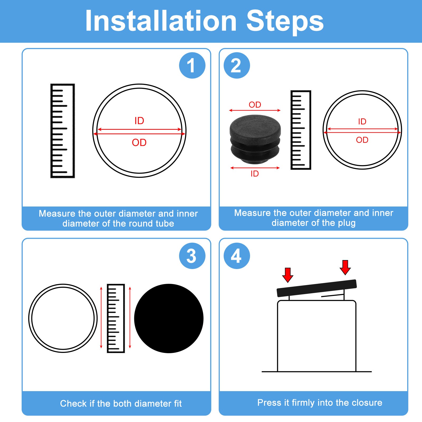 28 Pcs Round Plastic Plug Furniture Leg Pipe Insert 16mm(0.63 Inch)