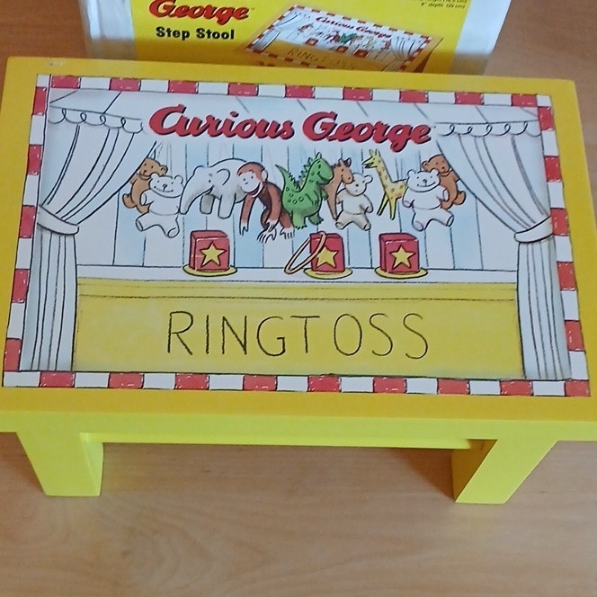 Wink Inc Curious George Kids Wooden Step Stool Yellow MPN 3002 12x8x6.5 in