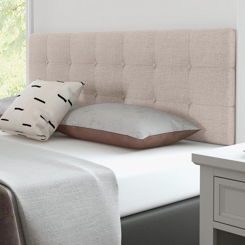 Adjustable Upholstered Headboard Full Queen Bed Soft Fabric Tufted Design Stable