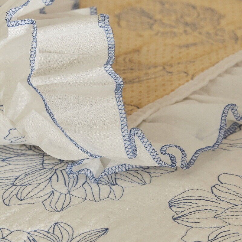 Romantic French Floral Cotton Blend Sofa Cover – Vintage Ruffle Couch Throw