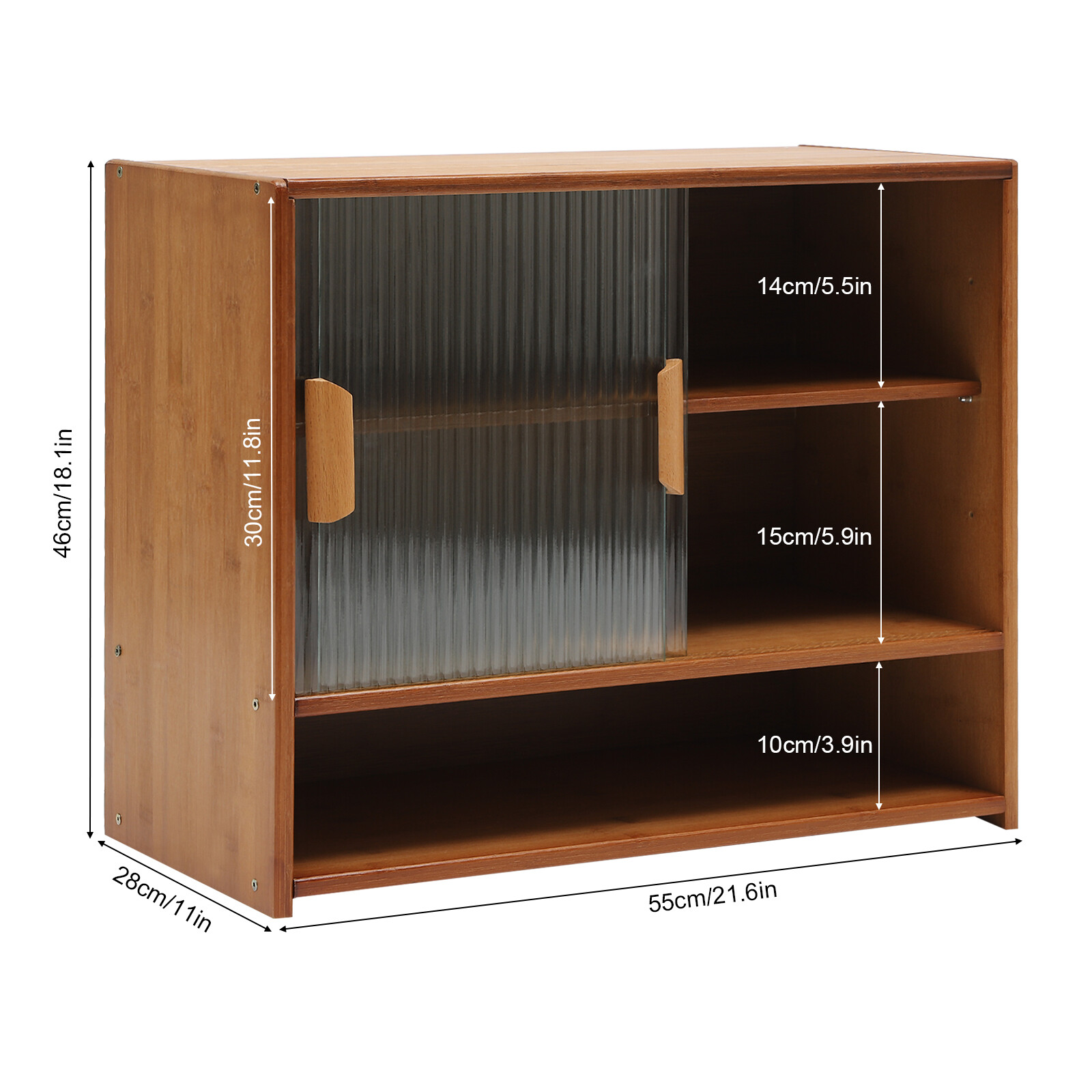 Kitchen Pantry Sideboard Bamboo Small Storage Cabinet Sliding Door Cupboard